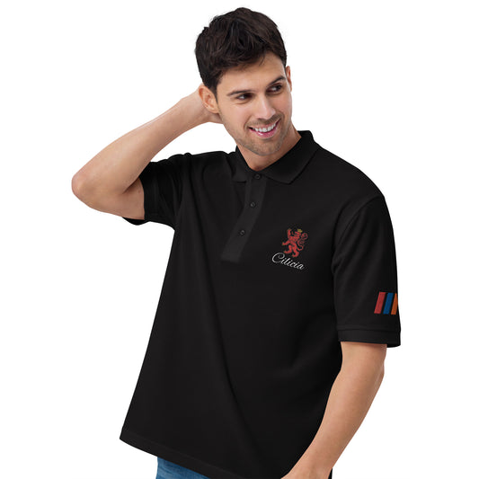 Men's Heritage Polo with Cilician Armenian Lion & Tricolor Armenian Flag Embroidery Pomegranate Mint