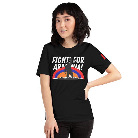 Unisex "Fight For Armenia & Tricolor Flag" Graphic T-Shirt Pomegranate Mint