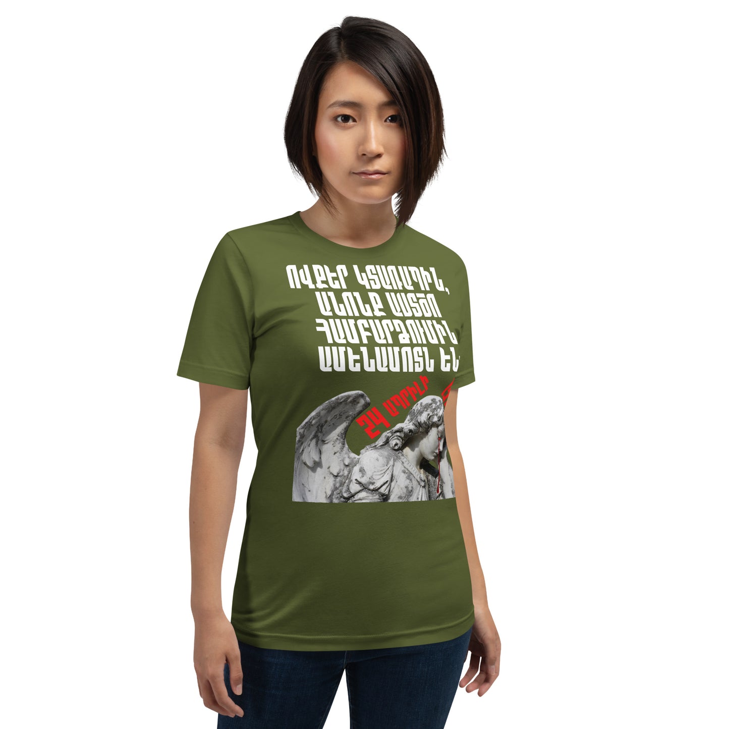 Armenian Genocide Memorial Day Unisex T-shirt | 110th Anniversary Design | Never Forget, Never Forgive | Pomegranate Mint (Western) Pomegranate Mint