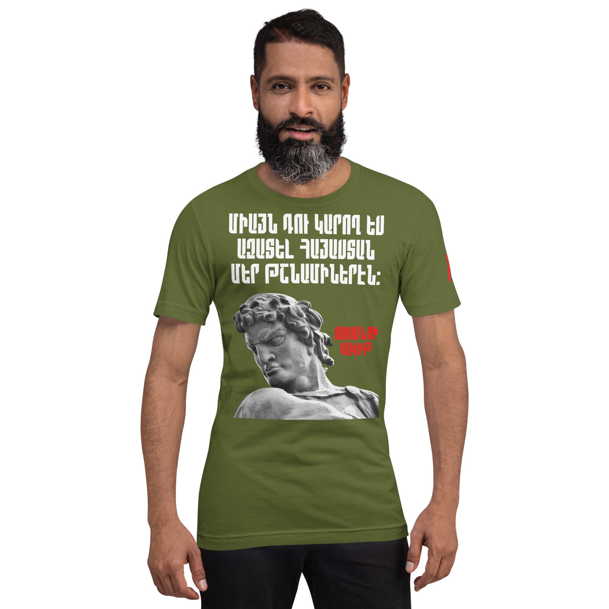 Armenian Genocide Memorial T-shirt | Sassounsi Davit Statue | Unisex Graphic Tee | April 24th, 2025 | Pomegranate Mint (Western) Pomegranate Mint