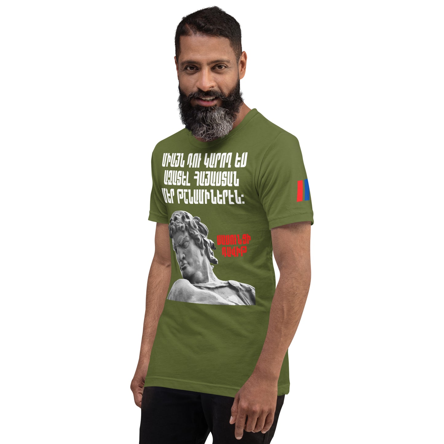 Armenian Genocide Memorial T-shirt | Sassounsi Davit Statue | Unisex Graphic Tee | April 24th, 2025 | Pomegranate Mint (Western) Pomegranate Mint