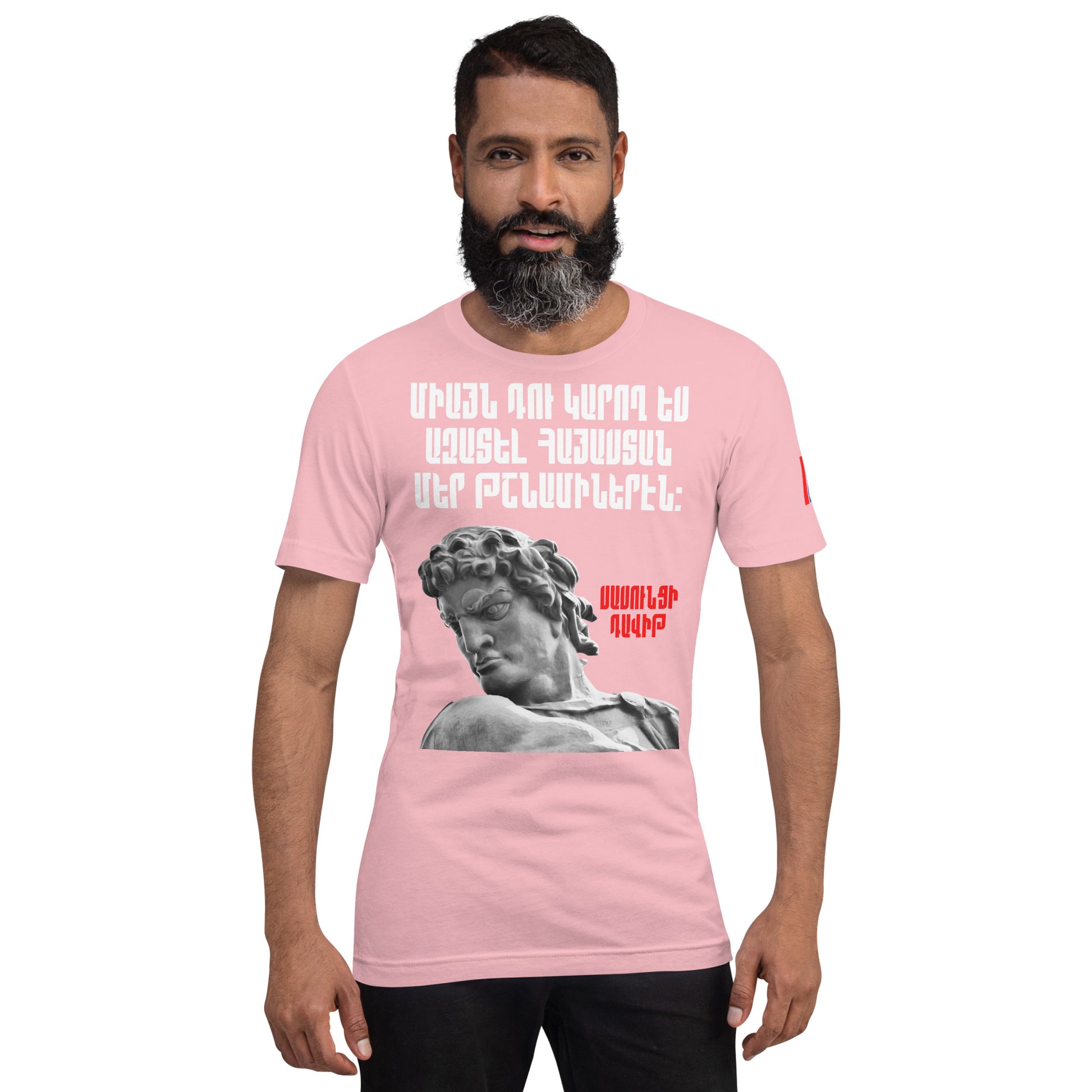 Armenian Genocide Memorial T-shirt | Sassounsi Davit Statue | Unisex Graphic Tee | April 24th, 2025 | Pomegranate Mint (Western) Pomegranate Mint